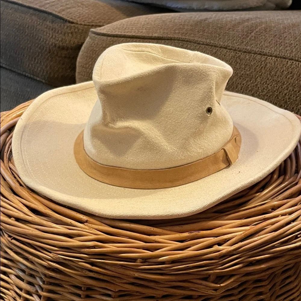 Vintage Banana Republic Cream Canvas Safari Hat - Picture 1 of 6